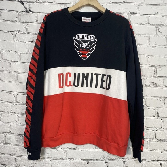 Mitchell & Ness D.C. United Sweatshirt Soccer MLS Mens Size 2XL Color Block RARE - Picture 1 of 16